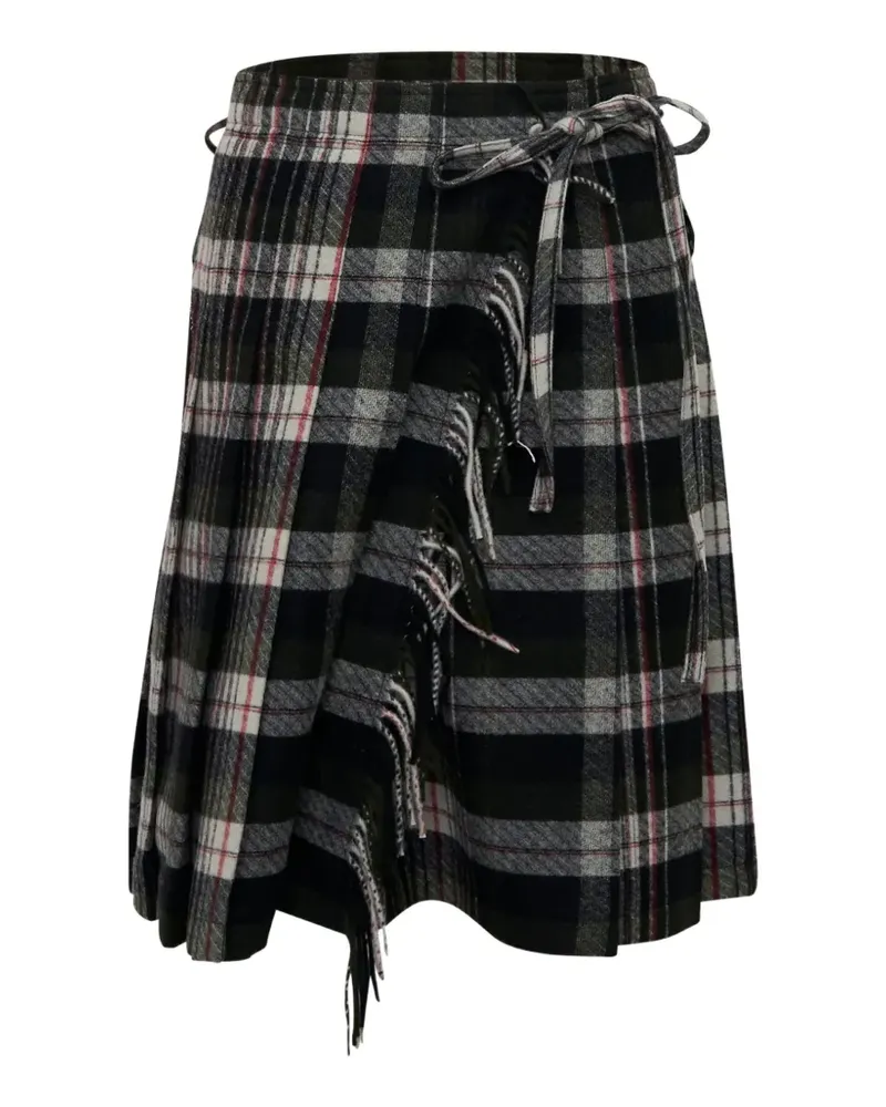OPEN YY check-pattern fringed skirt - Schwarz Schwarz