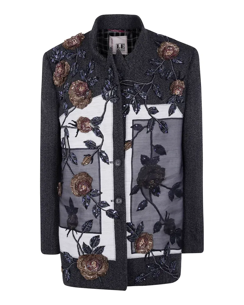 Antonio Marras floral-embellished herringbone blazer - Grau Grau