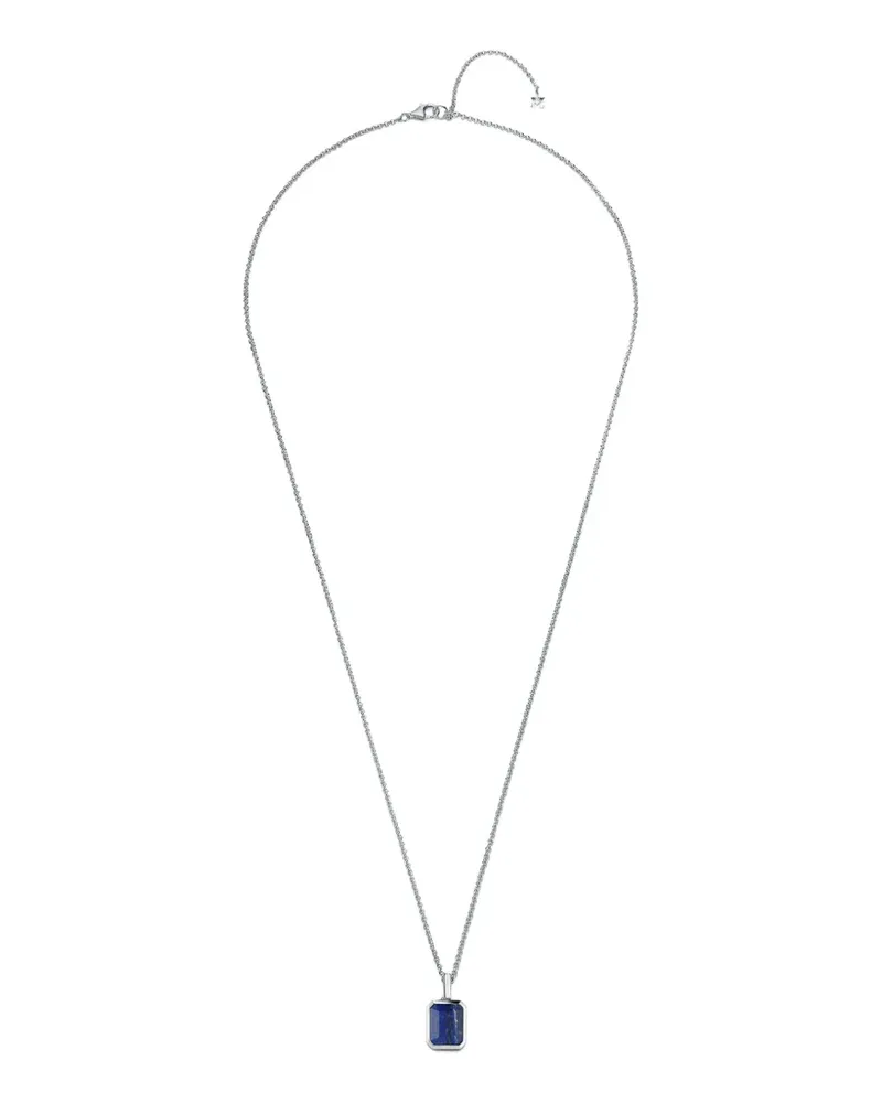 MATEO Sterlingsilber-Halskette mit Smaragdschliff und Lapislazuli Silber