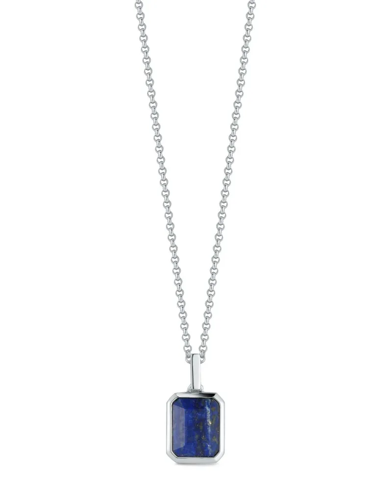 MATEO Sterlingsilber-Halskette mit Smaragdschliff und Lapislazuli Silber