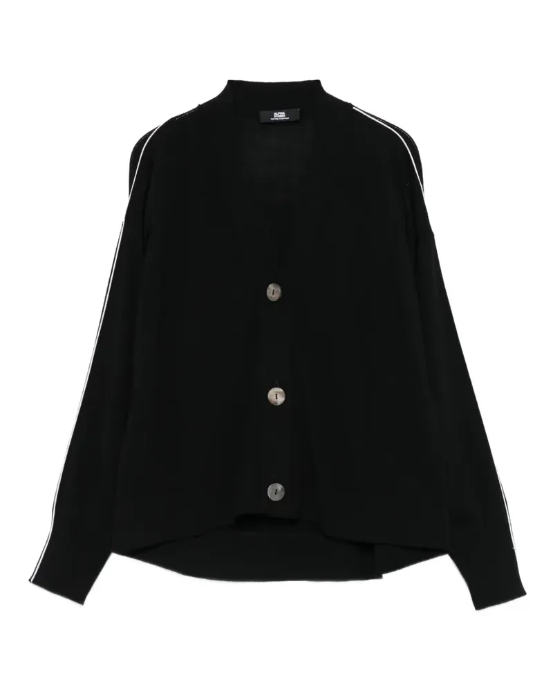 Alpha Studio Geknöpfter Cardigan mit Kontrastdetails - Schwarz Schwarz