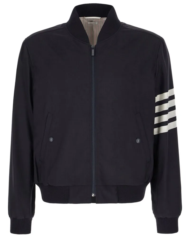 Thom Browne stripe detail bomber jacket - Blau Blau