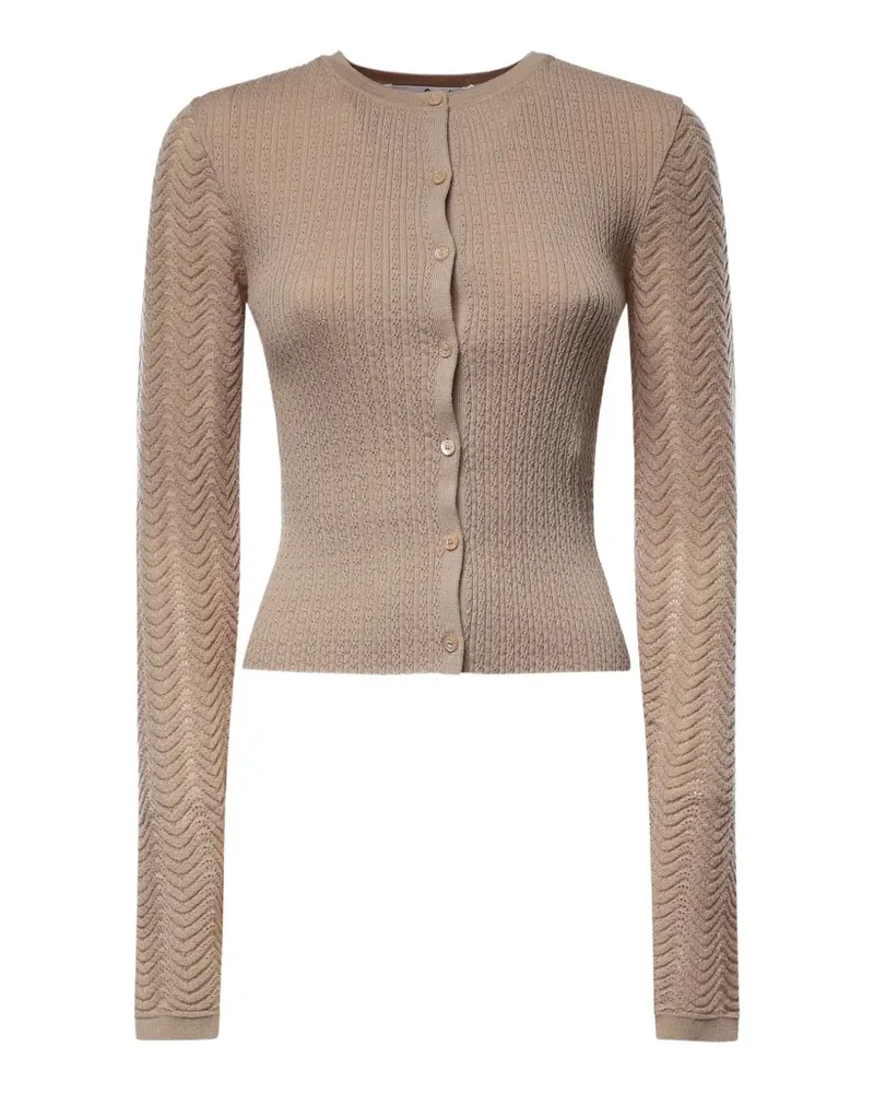 Acne Studios Cardigan in Pointelle-Strick mit Zickzackärmeln - Nude Nude