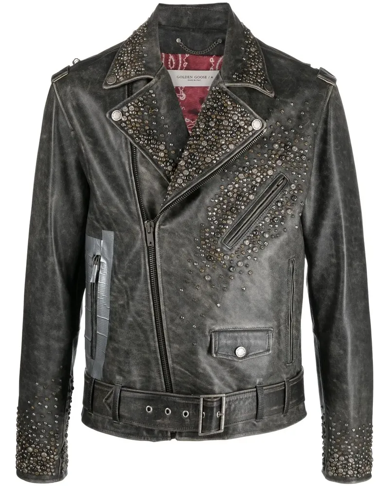 Golden Goose Lederjacke mit Nieten - Schwarz Schwarz