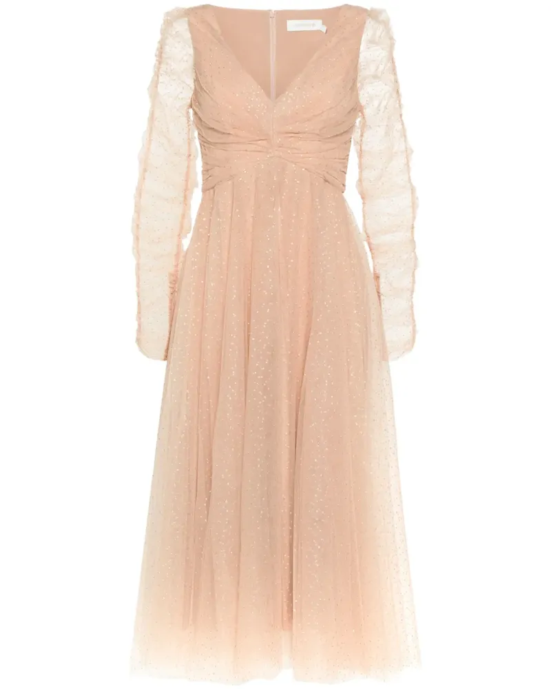 Zimmermann Kleid aus Point d'Esprit-Tüll - Nude Nude