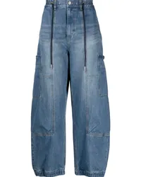 SONGZIO Halbhohe Wide-Leg-Jeans mit Kordelzug Blau