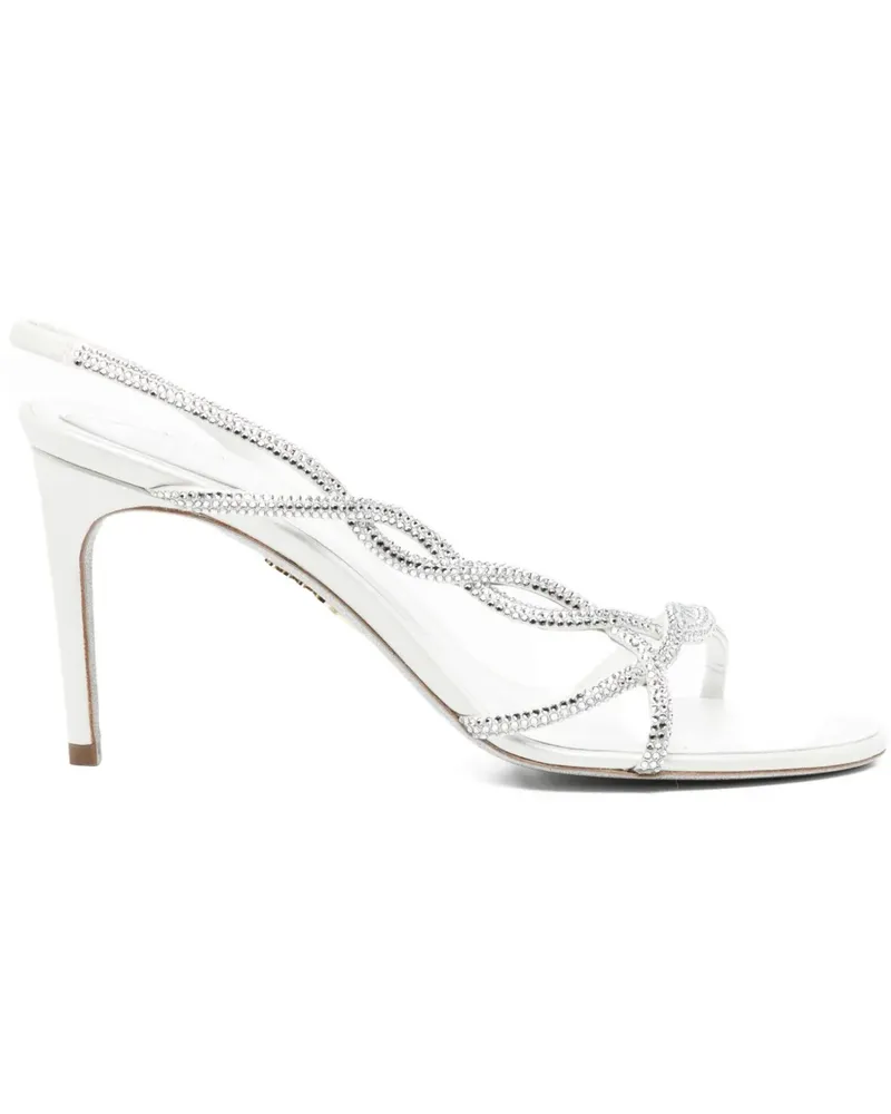 René Caovilla Slingback-Sandalen mit Kristallen 90mm - Weiß Weiß