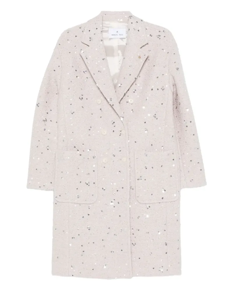 Manuel Ritz sequin-embellished coat - Nude Nude