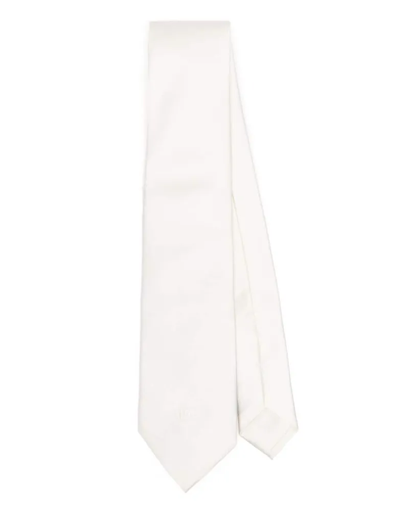 Dolce & Gabbana Seidenkrawatte mit DG - Weiß Weiß
