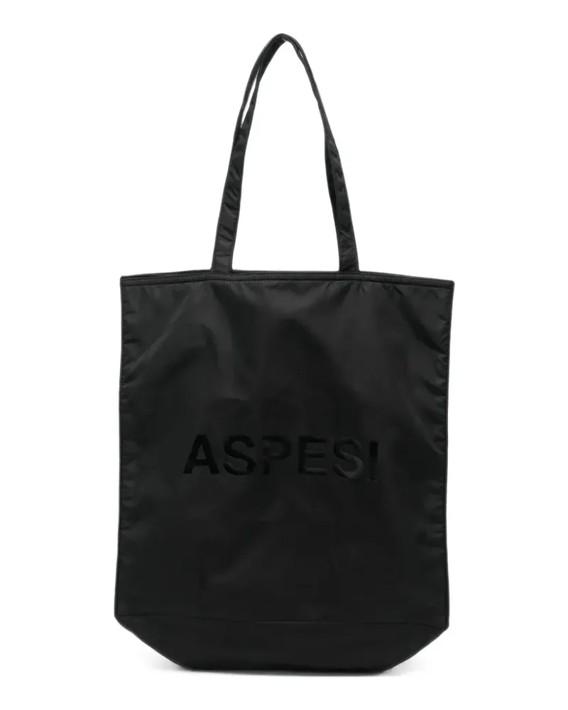 ASPESI Shopper mit Logo-Print - Schwarz Schwarz