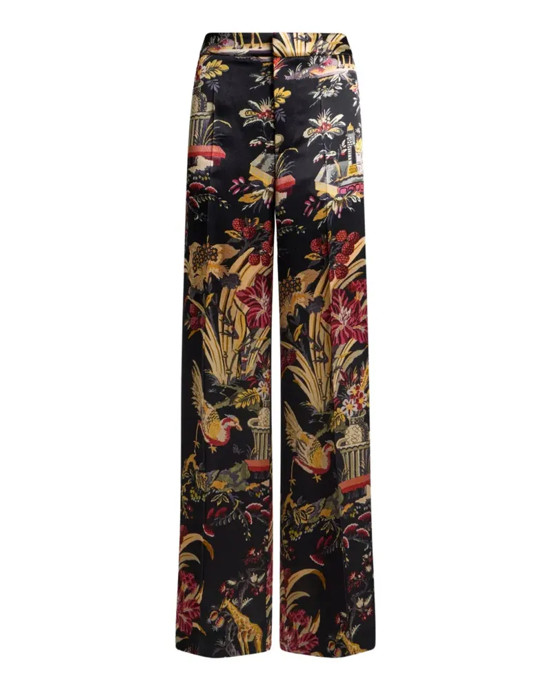Etro floral-print satin trousers - Schwarz Schwarz