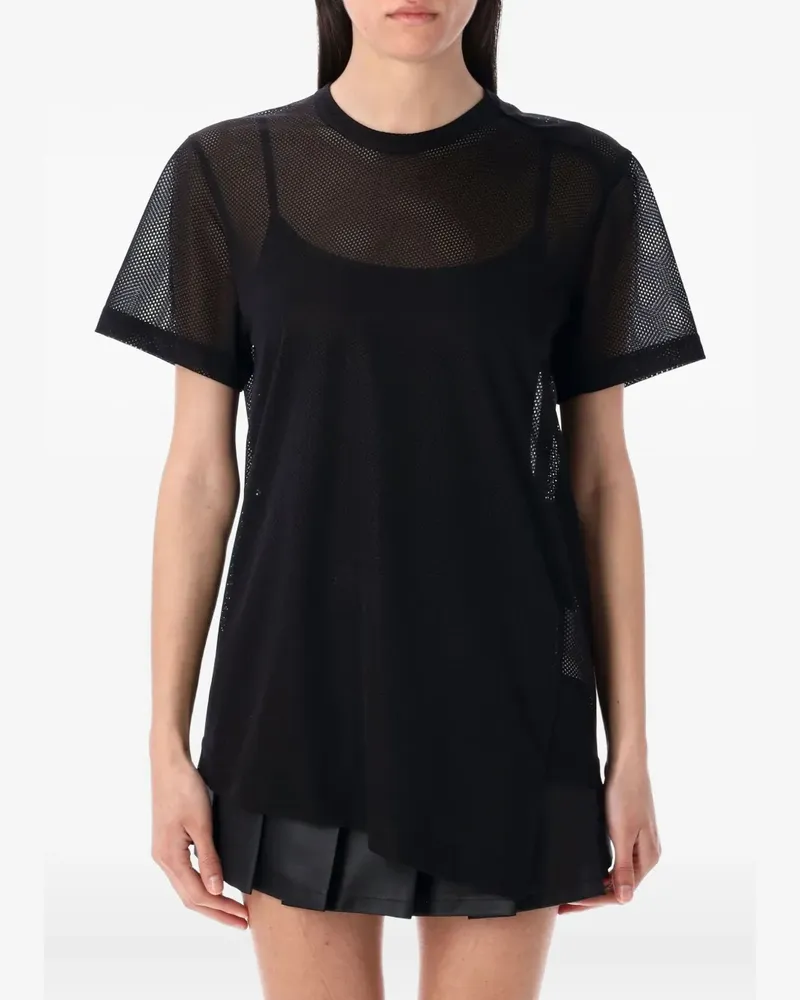 Comme des Garçons T-Shirt mit Mesh-Overlay - Schwarz Schwarz