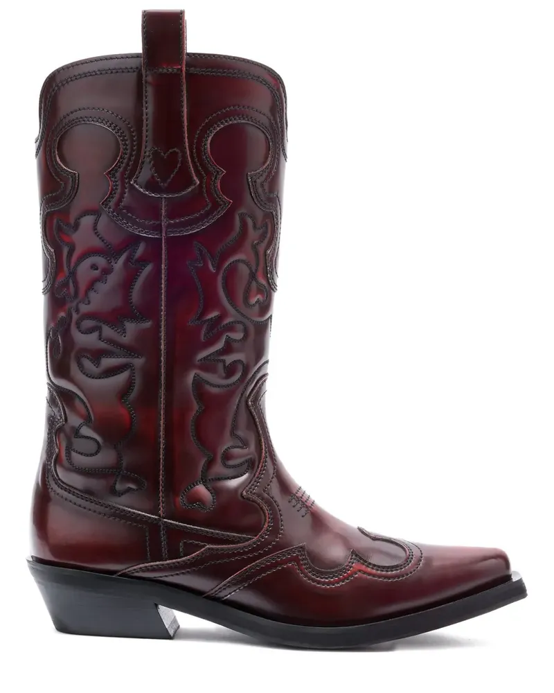Ganni Stiefel mit Stickerei - Rot Rot
