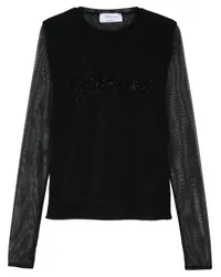 Blumarine T-Shirt mit Strass-Logo Schwarz