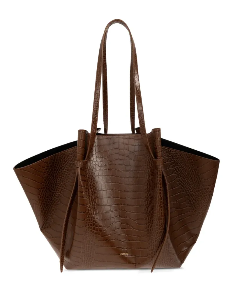 YUZEFI XL Mochi croc-effect calf leather tote bag - Braun Braun