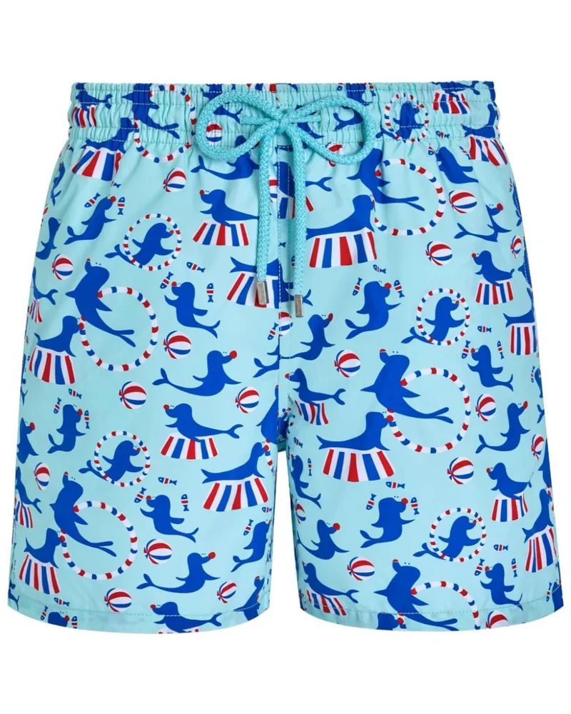 Vilebrequin Badeshorts mit Seehund-Print Blau