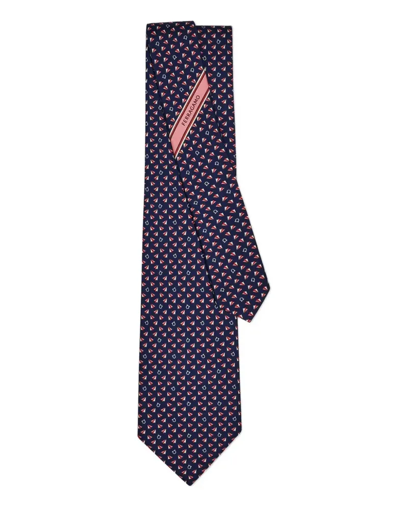 Ferragamo Seidenkrawatte mit Print - Blau Blau