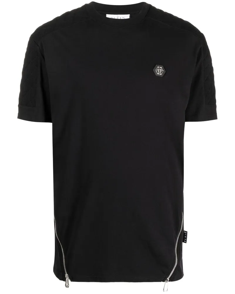 Philipp Plein T-Shirt mit Reißverschlussdetail - Schwarz Schwarz