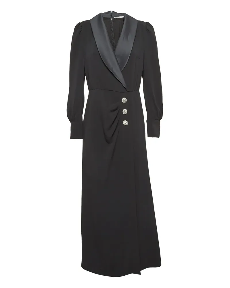 Alessandra Rich Midikleid mit Satinrevers - Schwarz Schwarz