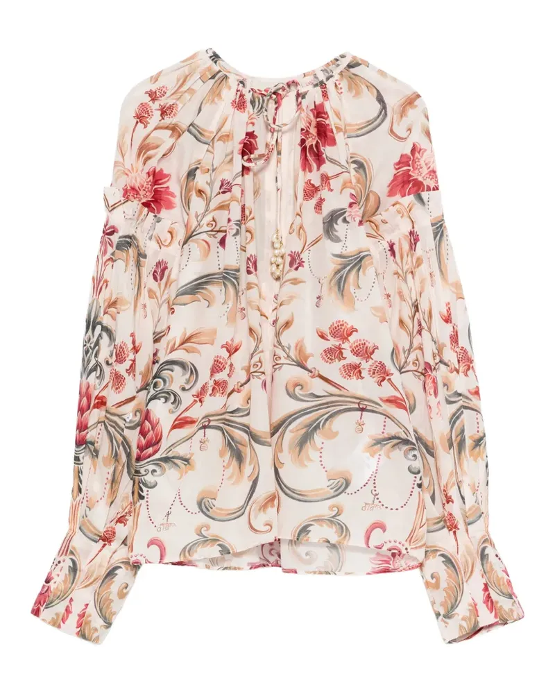 FARM Rio Geblümte Bluse - Nude Nude