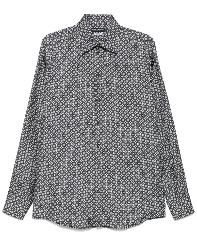 Dolce & Gabbana Hemd mit Krawatten-Print - Schwarz Schwarz