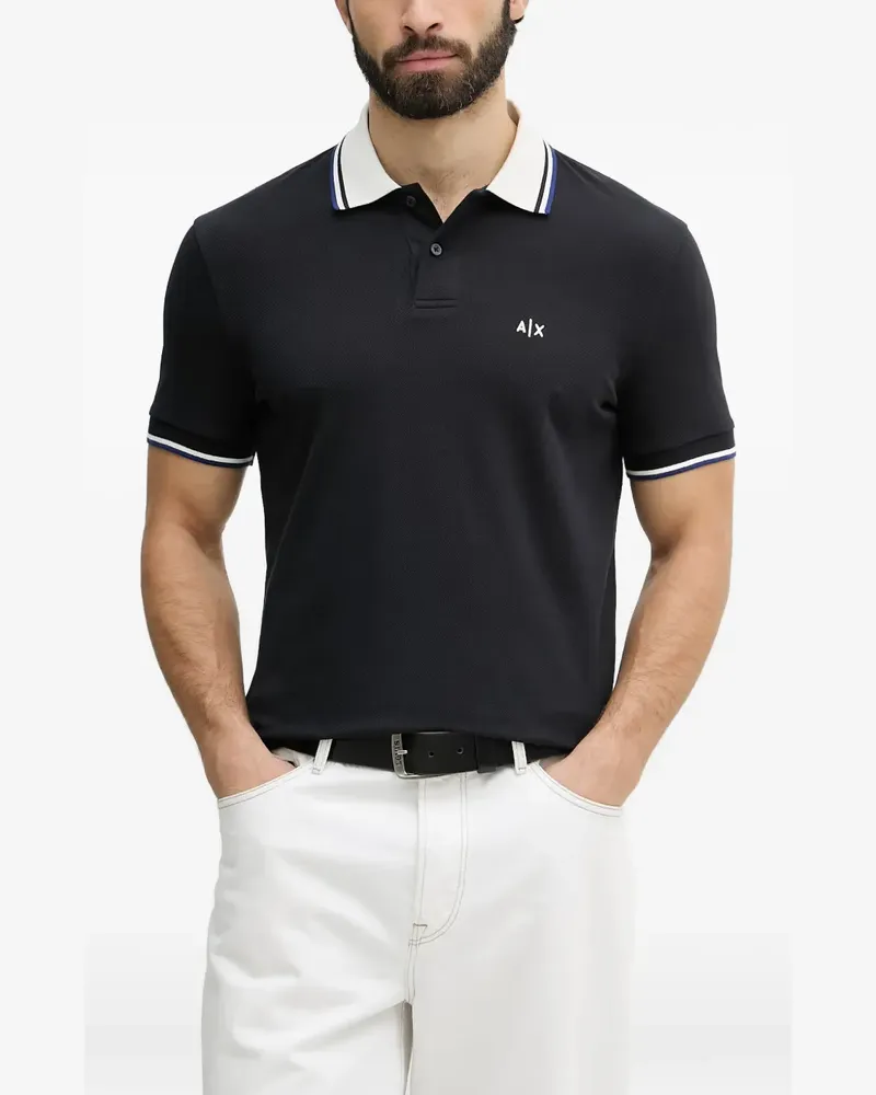 Armani Exchange logo-print piqué polo shirt - Blau Blau