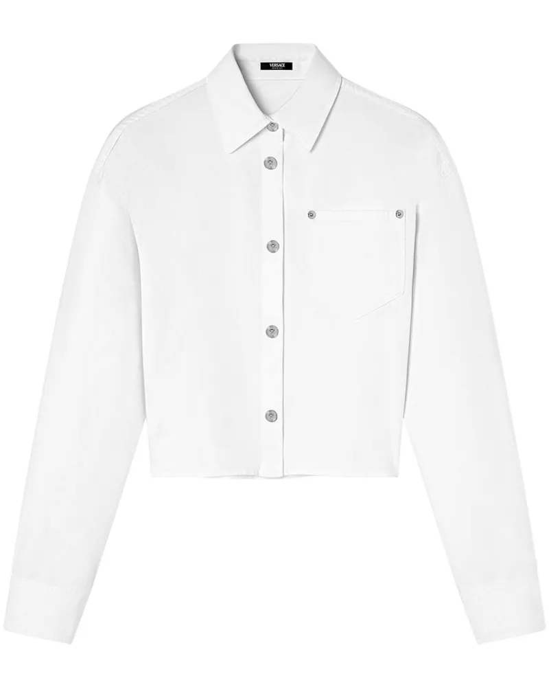 Versace Jeanshemd im Cropped-Design - Weiß Weiß