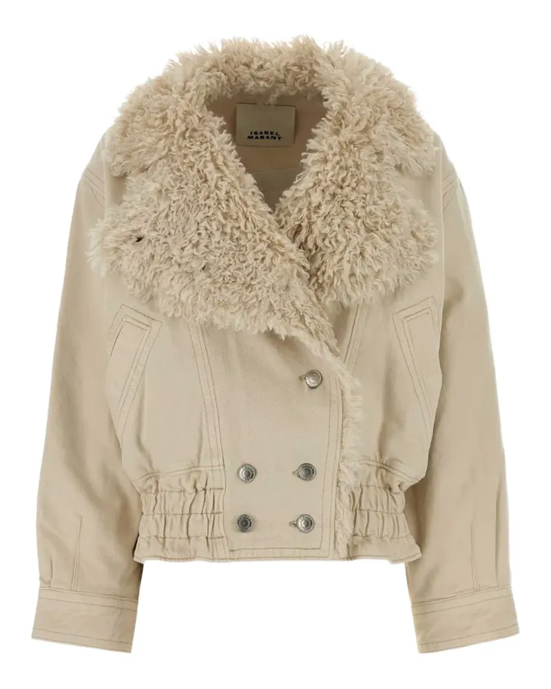 Isabel Marant Valineo shearling-collar denim jacket - Nude Nude