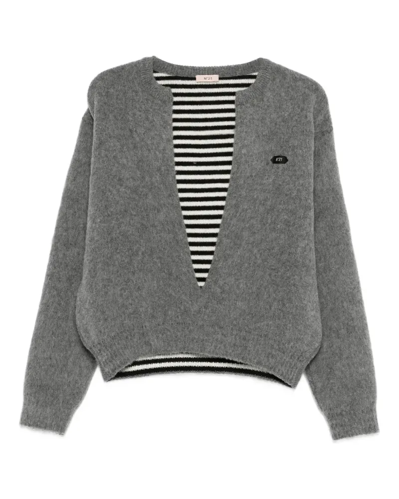 N° 21 plunging V-neck sweater - Grau Grau