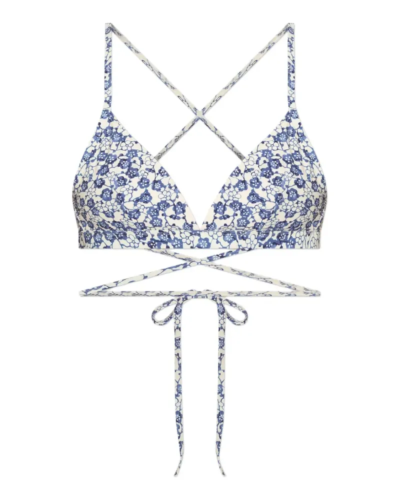 Isabel Marant Solange floral-print bikini top - Nude Nude