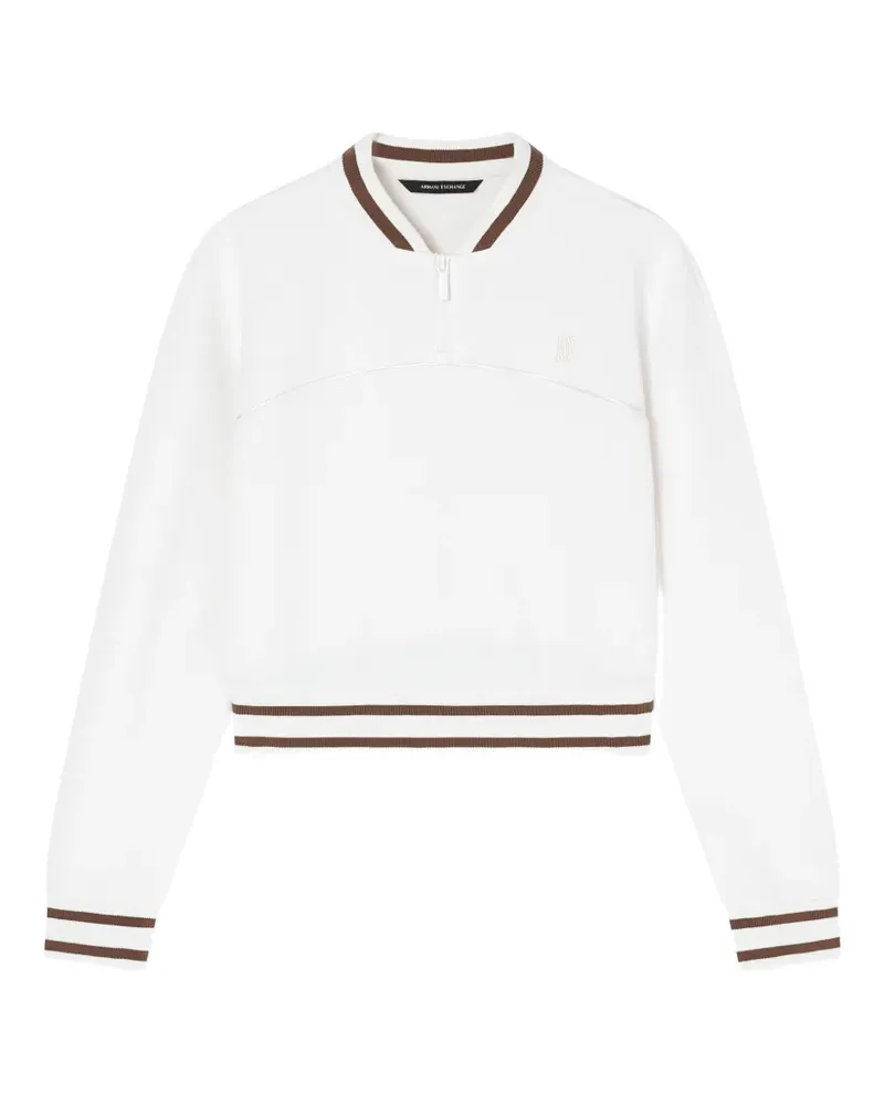 Armani Exchange striped-trim v-neck sweater - Weiß Weiß