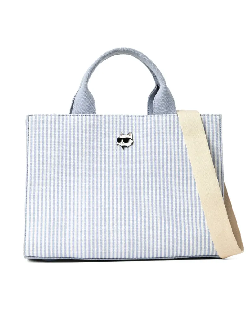Karl Lagerfeld Mittelgroßer Ikon Choupette Tote Bag mit Streifen - Blau Blau