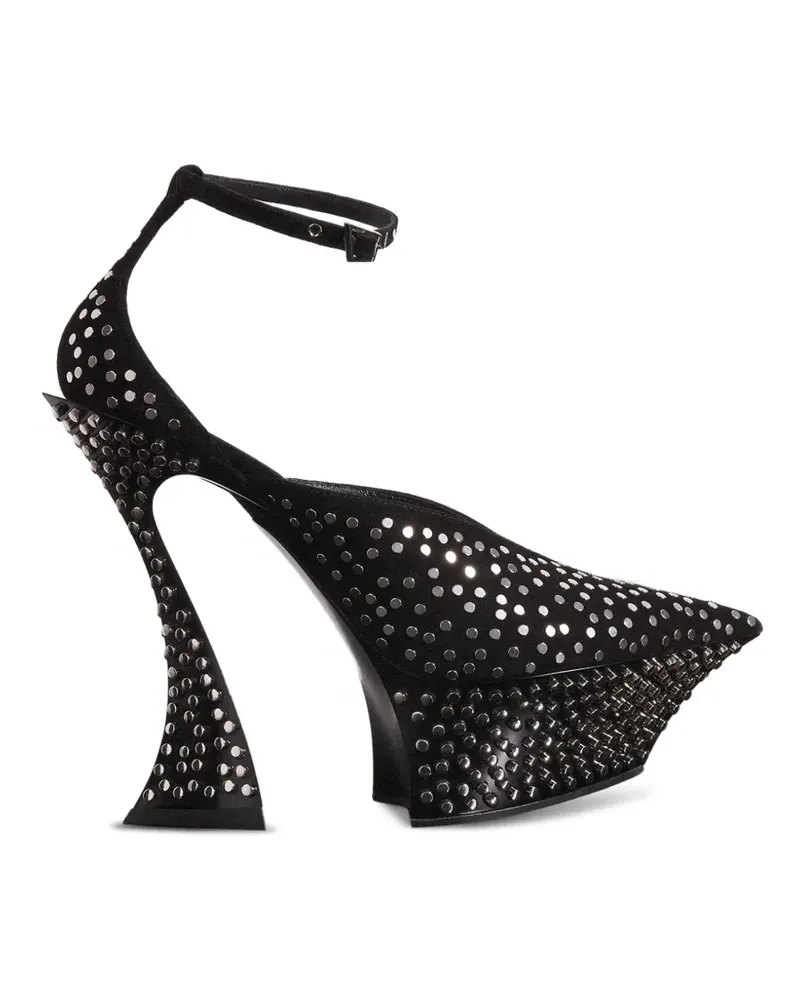 Thierry Mugler Nieten-Mules mit Knöchelriemen - Schwarz Schwarz