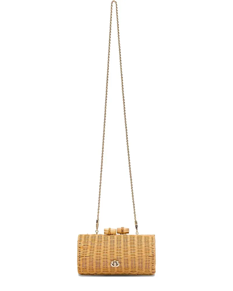 ISLA interwoven rattan clutch bag - Nude Nude
