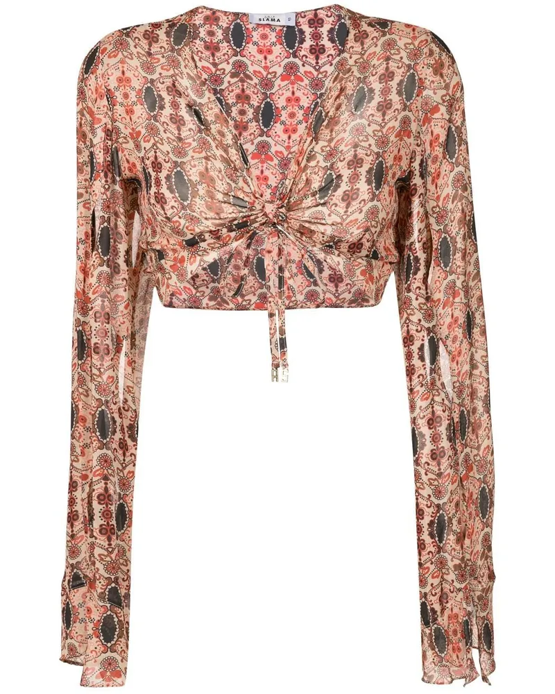 Amir Slama Cropped-Bluse mit Blumen-Print - Mehrfarbig Mehrfarbig