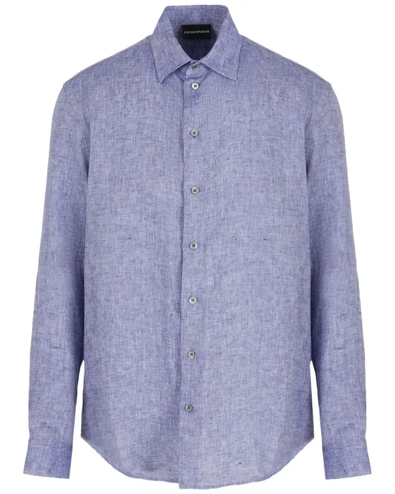 Emporio Armani Texturiertes Leinenhemd - Blau Blau