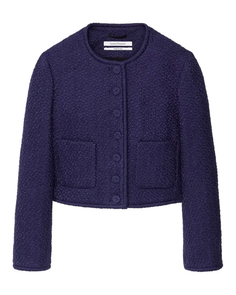 Another Tomorrow cropped tweed jacket - Blau Blau
