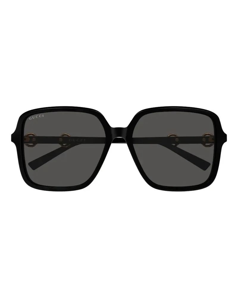 Gucci Sonnenbrille mit eckigem Gestell - Schwarz Schwarz