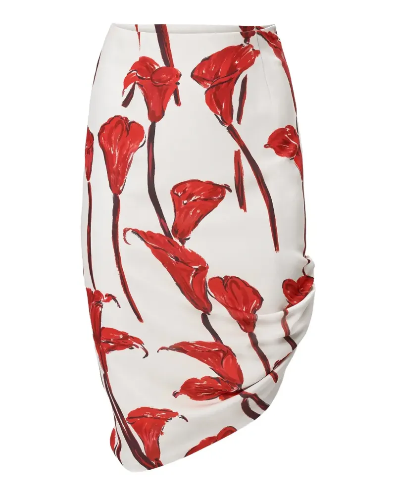 Carolina Herrera New York Asymmetrischer Calla Midirock - Weiß Weiß
