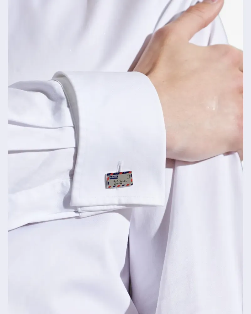 Paul Smith Airmail enamel-detail envelope cufflinks - Silber Silber