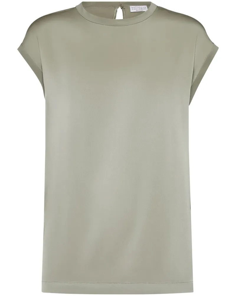 Brunello Cucinelli T-Shirt mit Monili-Verzierung - Grün Grün