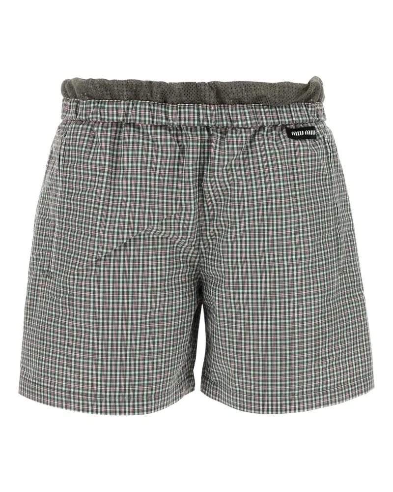 Miu Miu Karierte Shorts mit elastischem Bund - Schwarz Schwarz
