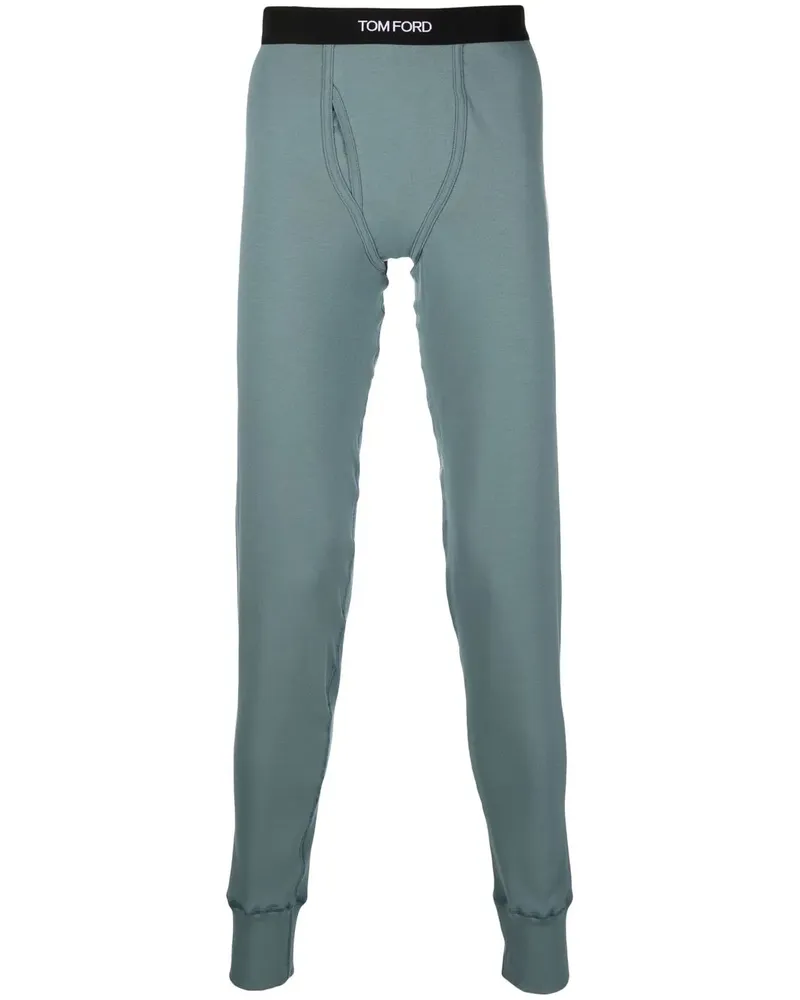 Tom Ford Lounge-Hose mit Logo-Bund - Blau Blau