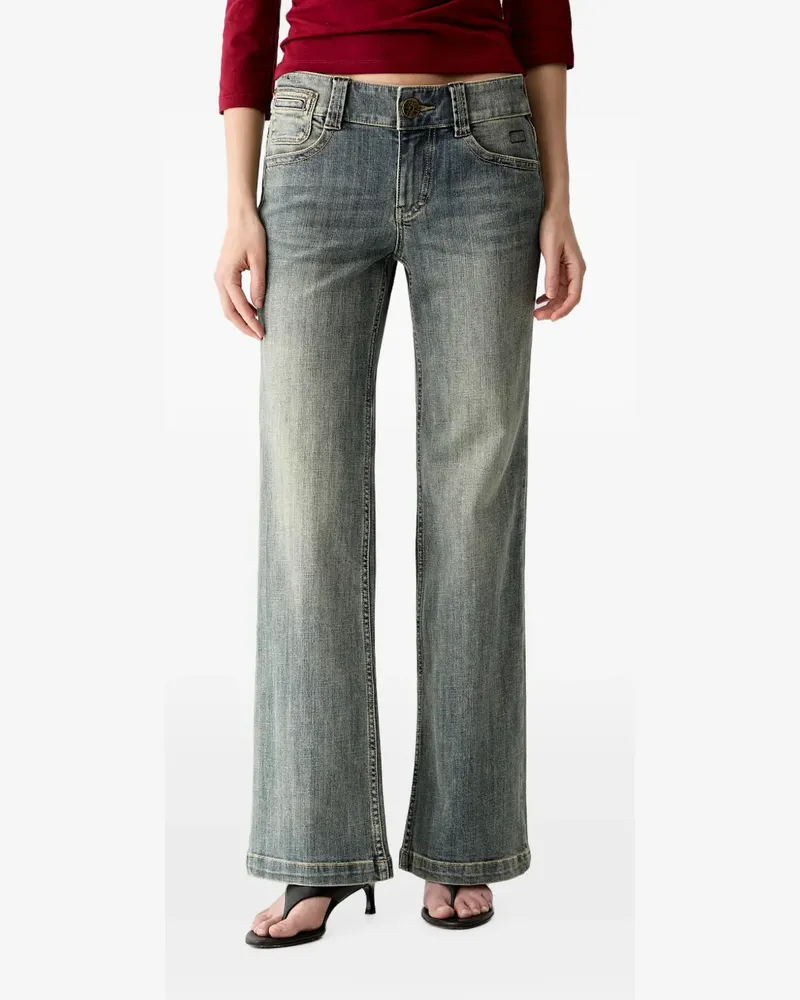 Miss Sixty logo-patch whiskered straight jeans - Blau Blau