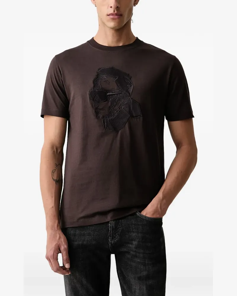 Karl Lagerfeld T-Shirt mit Ikonik-Patch - Braun Braun