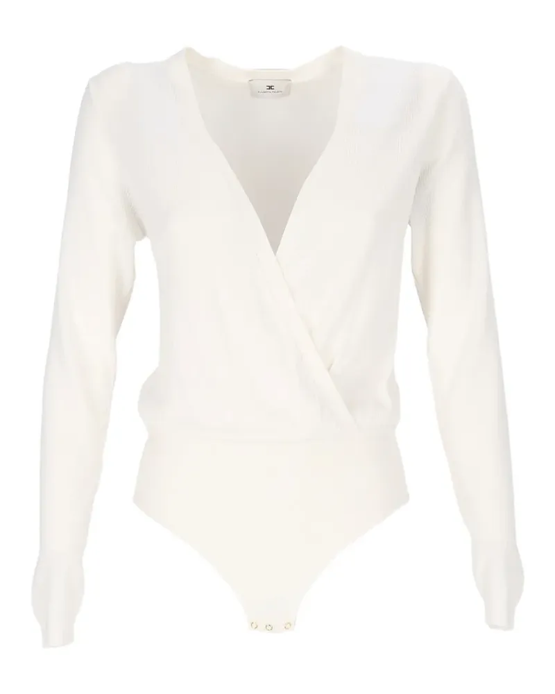 Elisabetta Franchi ribbed-knit wrap-style bodysuit - Weiß Weiß