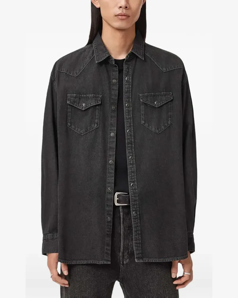AllSaints Fenton pocket shirt - Schwarz Schwarz