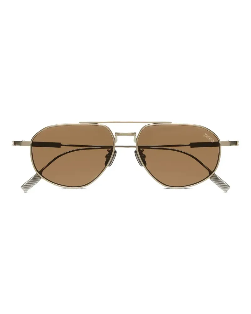 Ermenegildo Zegna Pilotenbrille mit doppeltem Steg - Gold Gold