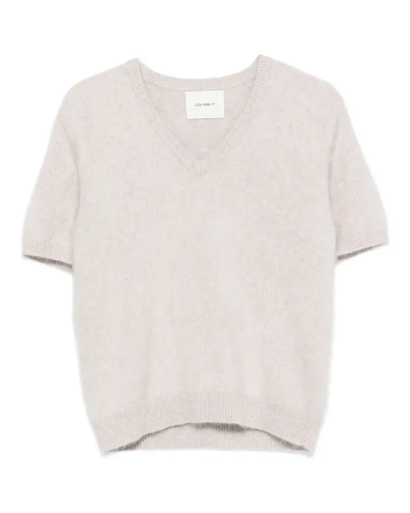 Lisa Yang Lovisa Pullover mit V-Ausschnitt mit gebürstetem Finish - Nude Nude