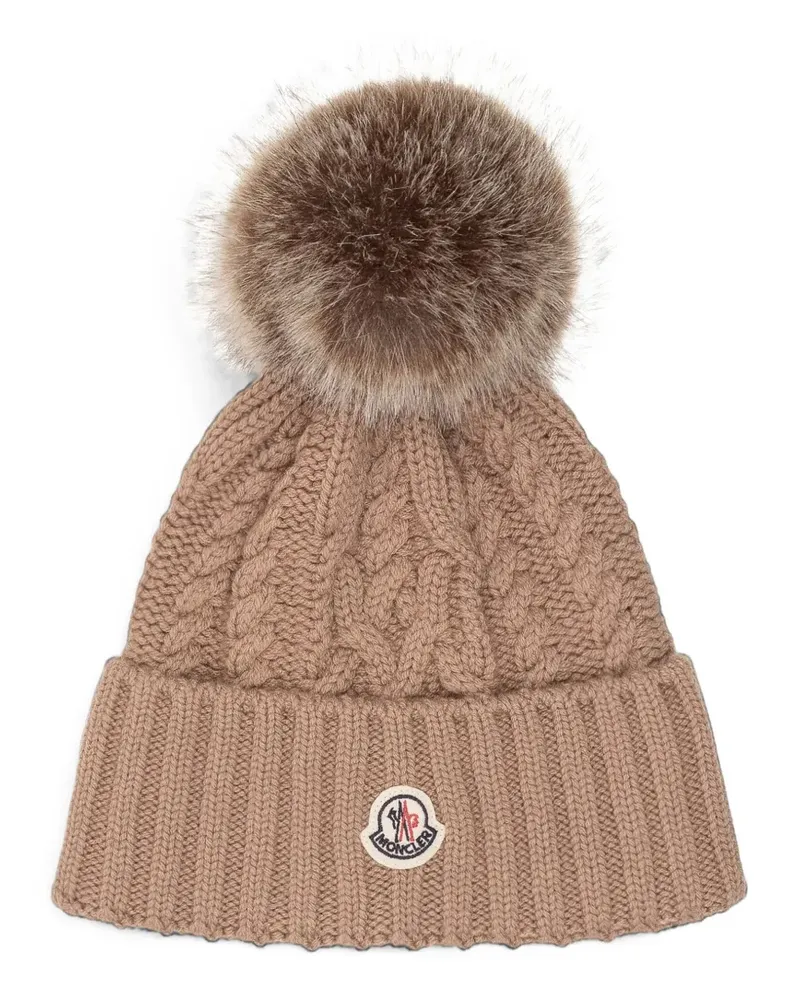 Moncler Beanie aus Kaschmirwollgemisch mit Pompon - Nude Nude
